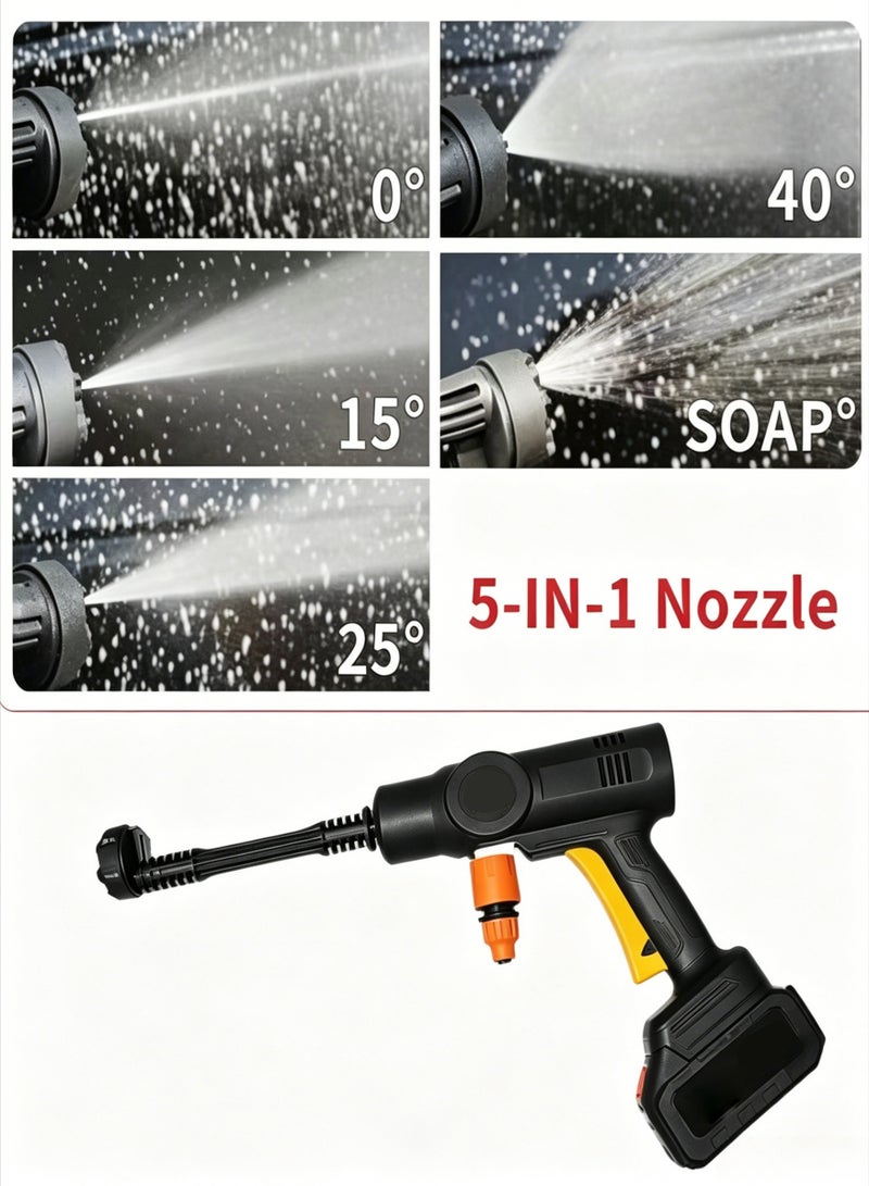 AETHER Portable Pressure Washer 48V | Cordless Car Wash Gun with Rechargeable Battery（Dual-electric） | High Pressure Cleaner with Foam Bottle Hose and Spray Nozzle for Car Floor Garden Cleaning - Image 5