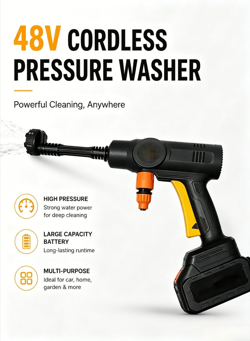 AETHER Portable Pressure Washer 48V | Cordless Car Wash Gun with Rechargeable Battery（Dual-electric） | High Pressure Cleaner with Foam Bottle Hose and Spray Nozzle for Car Floor Garden Cleaning - Image 3