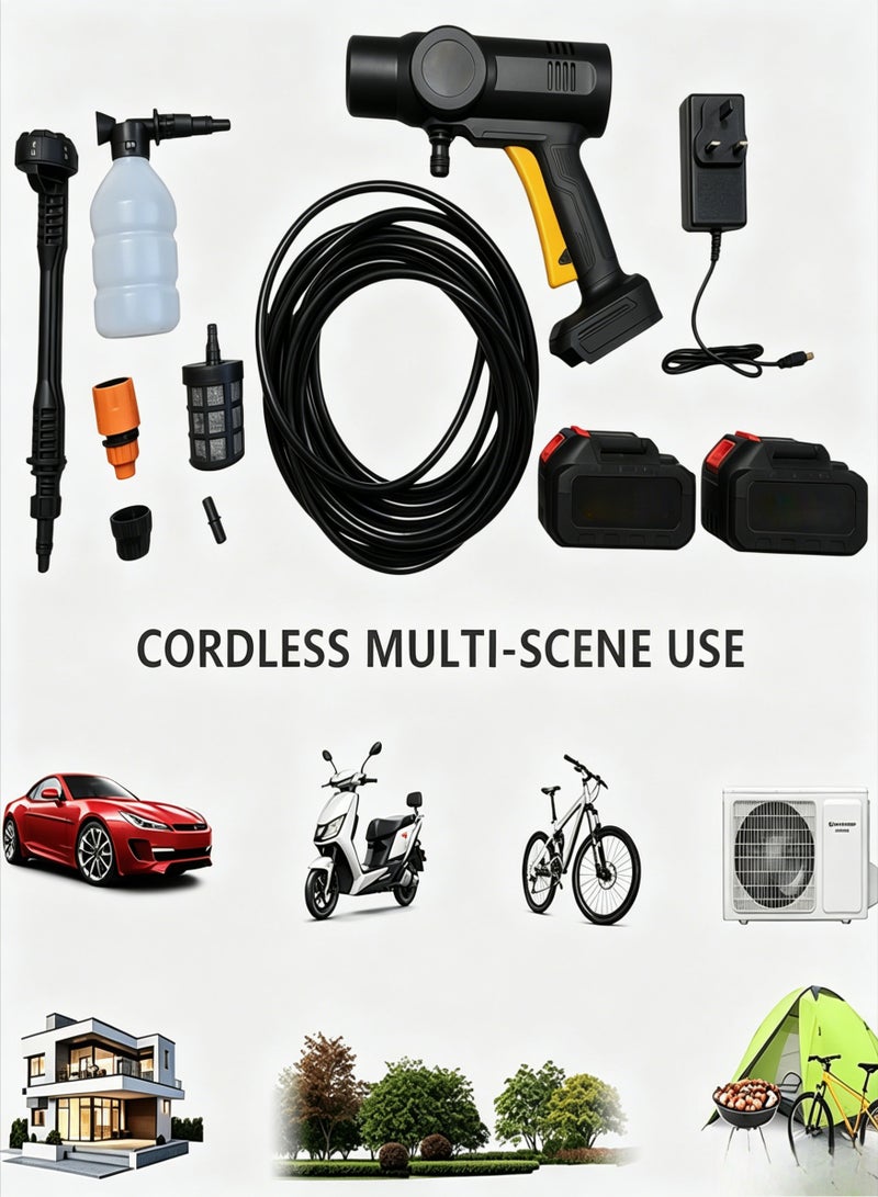 AETHER Portable Pressure Washer 48V | Cordless Car Wash Gun with Rechargeable Battery（Dual-electric） | High Pressure Cleaner with Foam Bottle Hose and Spray Nozzle for Car Floor Garden Cleaning - Image 4