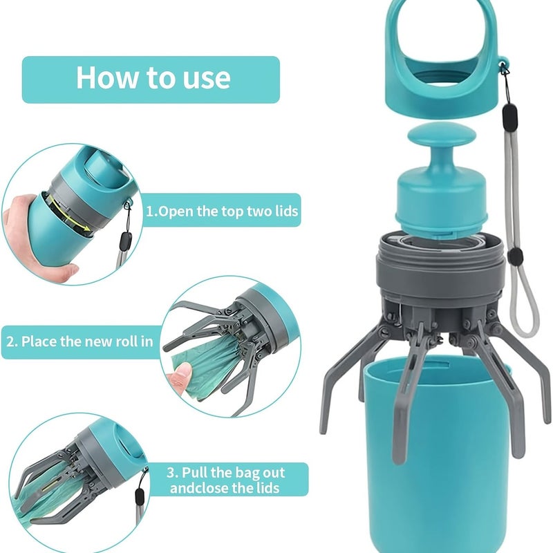 Portable Dog Poop Scoop With 6 Claw Clip And 4pcs Pick Up Trash Bags Touch Free - Image 4