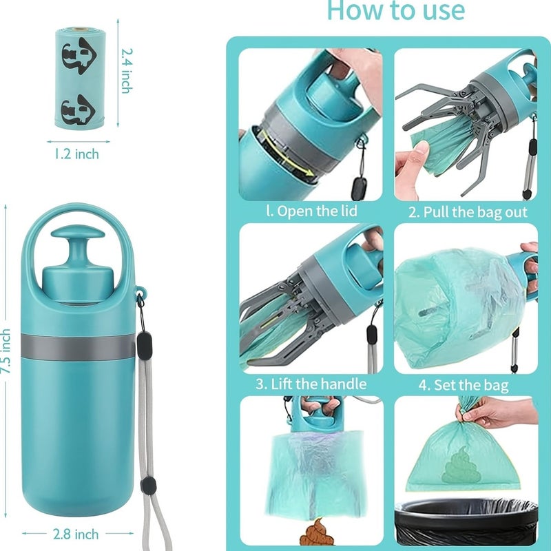 Portable Dog Poop Scoop With 6 Claw Clip And 4pcs Pick Up Trash Bags Touch Free - Image 2