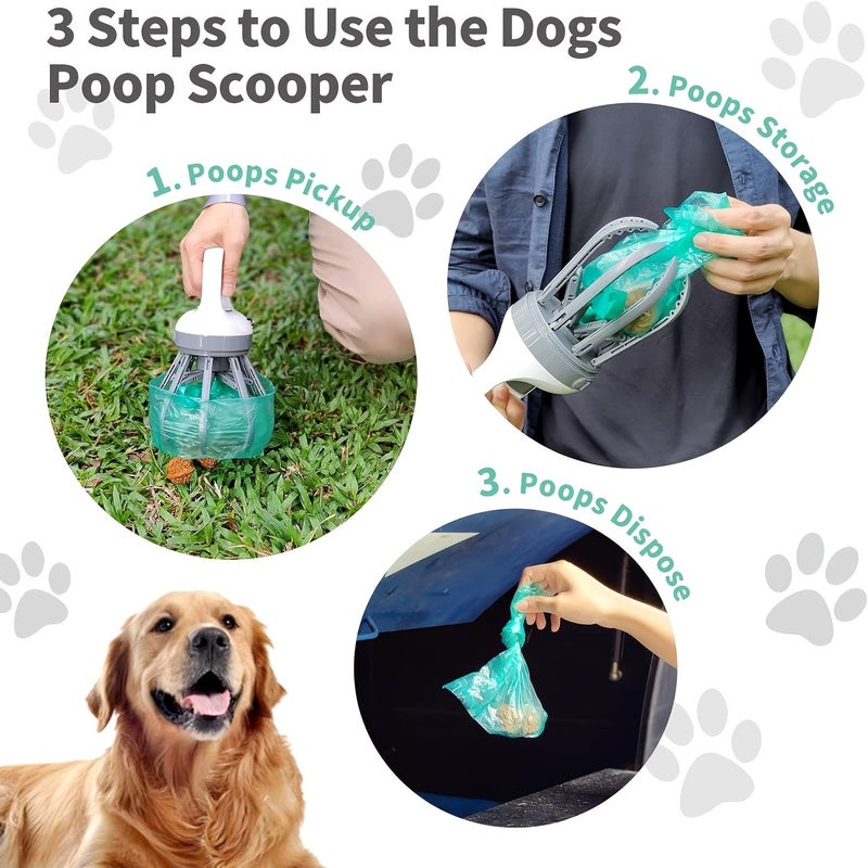 Portable Dog Poop Scoop With 6 Claw Clip And 4pcs Pick Up Trash Bags Touch Free - Image 3