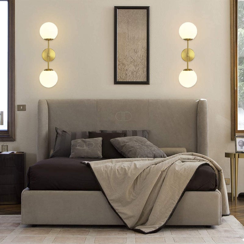WHITERAY WHITERAY Golden Wall Light Wall Lamp for Bedroom Living Room and Home Decoration with Frosted Globe Shade with Bulb - Image 3
