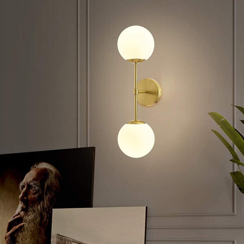 WHITERAY WHITERAY Golden Wall Light Wall Lamp for Bedroom Living Room and Home Decoration with Frosted Globe Shade with Bulb - Image 5