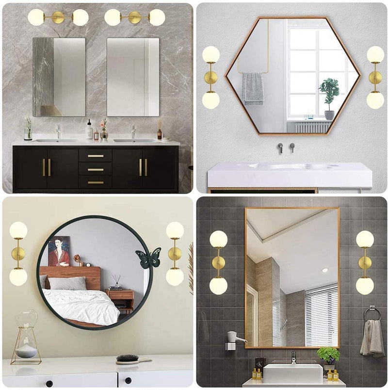 WHITERAY WHITERAY Golden Wall Light Wall Lamp for Bedroom Living Room and Home Decoration with Frosted Globe Shade with Bulb - Image 2