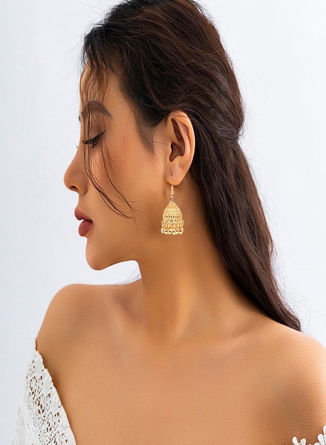 OIDIMS Bohemian Bridal Jewelry Set for Women Gold-Tone Plated Choker Necklace Jhumka Earrings Indian Wedding Boho Flower Ethnic Party Wear Bollywood Festival Statement Piece Traditional Tribal Holiday Prom - Image 3