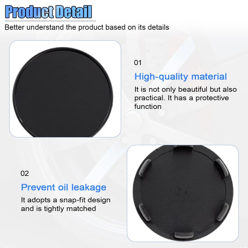 UHANBUT 4PCS Car Wheel Center Caps, ABS Snap-in Rim Center Hub Caps Cover Replacement with 54mm/2.13in Outer Diameter 47mm/1.85in Inner Diameter, Universal Wheel Hub Cap Accessories (Black) - Image 3