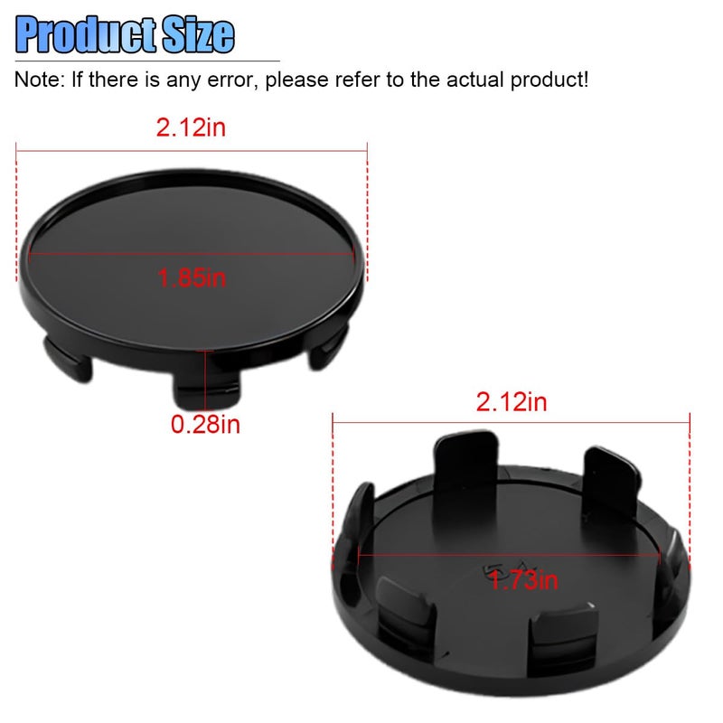UHANBUT 4PCS Car Wheel Center Caps, ABS Snap-in Rim Center Hub Caps Cover Replacement with 54mm/2.13in Outer Diameter 47mm/1.85in Inner Diameter, Universal Wheel Hub Cap Accessories (Black) - Image 2
