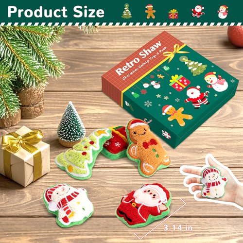 Retro Shaw Christmas Cat Toys, Xmas Catnip Toys for Indoor Cats Kitten Teeth Cleaning, Crinkly Interactive Cat Chew Nip Kitty Kicker Toy Santa Claus Trees Snowman, 5 Pack - Image 4