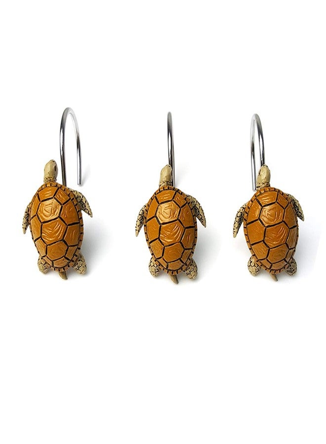 ZILucky 12Pcs Resin Turtle Shower Curtain Hooks Rings Set for Bathroom Stainless Steel Metal Cartoon Decorative Bath Room Hanger - Image 1