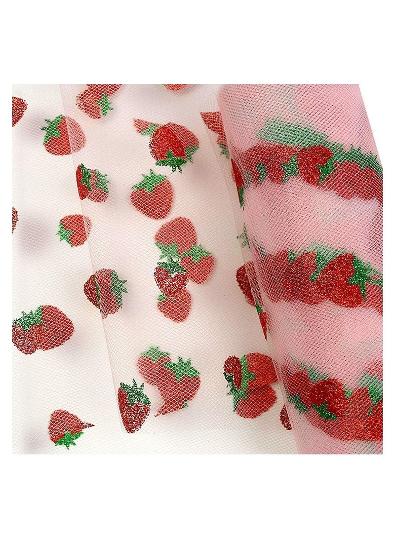 Generic Shiny Strawberry Glitter Tulle Rolls 6 inch x 10 Yards (30 feet) for Table Runner Chair Sash Bow Pet Tutu Skirt Sewing Crafting Fabric Wedding Party Birthday Gift Ribbon  - Image 2
