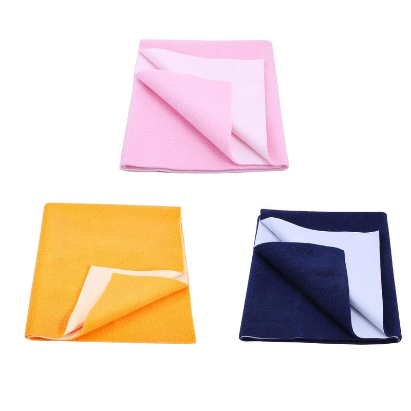 CHICERY Baby drysheet Absorbent Mattress Protectors for New Born Children Baby Bed Protector Waterproof Baby Sheet Pink Blue OrangeSmall 70cm x 50cm Pack of 3 - Image 1