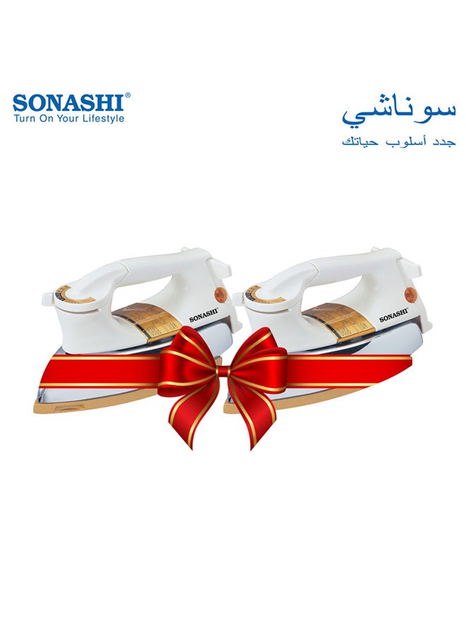 SONASHI 2-Piece Heavy Dry Iron Bundle 1200 W SHI-6011 White/Silver/Gold - Image 1