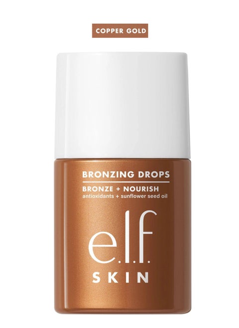 Bronzing Drops, Liquid Bronzer For Face & Skin, Creates A Sun-Glow, Infused With Vitamin E (Copper Gold)