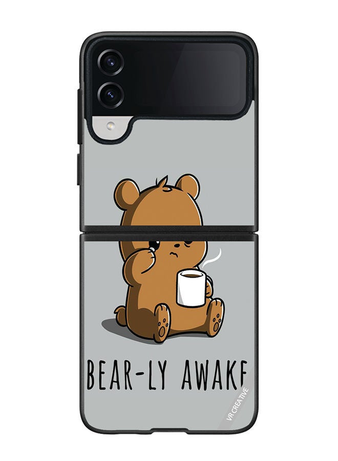 VR CREATIVE Protective Case Cover For Samsung Galaxy Z Flip4 Bearly Awake Design Multicolour - Image 1