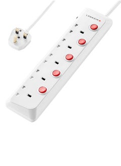 5 Sockets - 5 Meters - Individual Port On/Off Buttons.