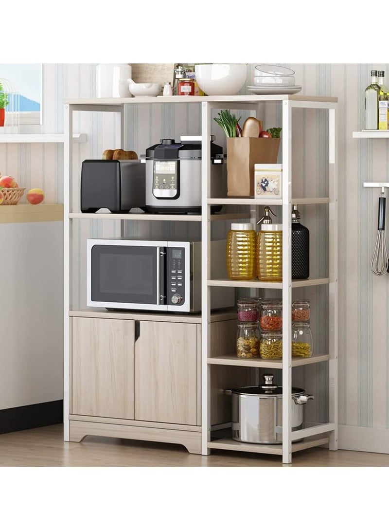 DubaiGallery Kitchen Standing Shelf Units Kitchen Rack with Storage Cabinet 4-Tier Microwave Oven Stand Spice Holder - Image 1