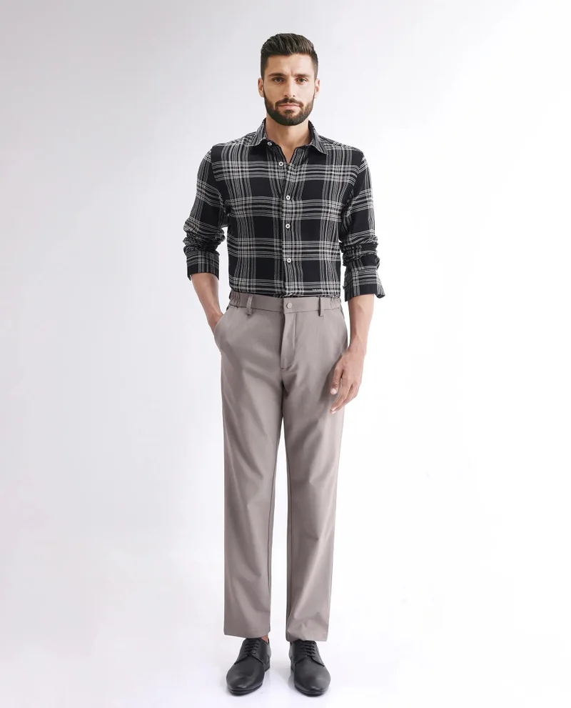 Rare Rabbit Rare Rabbit Men's Alls Black Cotton Fabric Full Sleeve Collared Neck Button Closure Checked Shirt