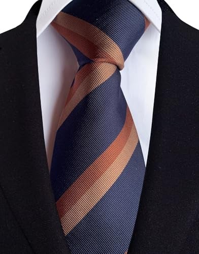 Ctskyte Men Navy Bronze Copper Stripe Jacquard Tie Fashion Luxury Unique Necktie For Groomsmen Big Boy Youth Son - Image 3