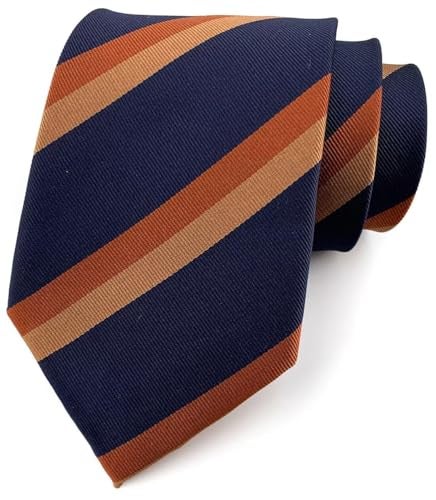 Ctskyte Men Navy Bronze Copper Stripe Jacquard Tie Fashion Luxury Unique Necktie For Groomsmen Big Boy Youth Son - Image 2
