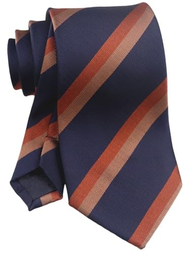Ctskyte Men Navy Bronze Copper Stripe Jacquard Tie Fashion Luxury Unique Necktie For Groomsmen Big Boy Youth Son - Image 5