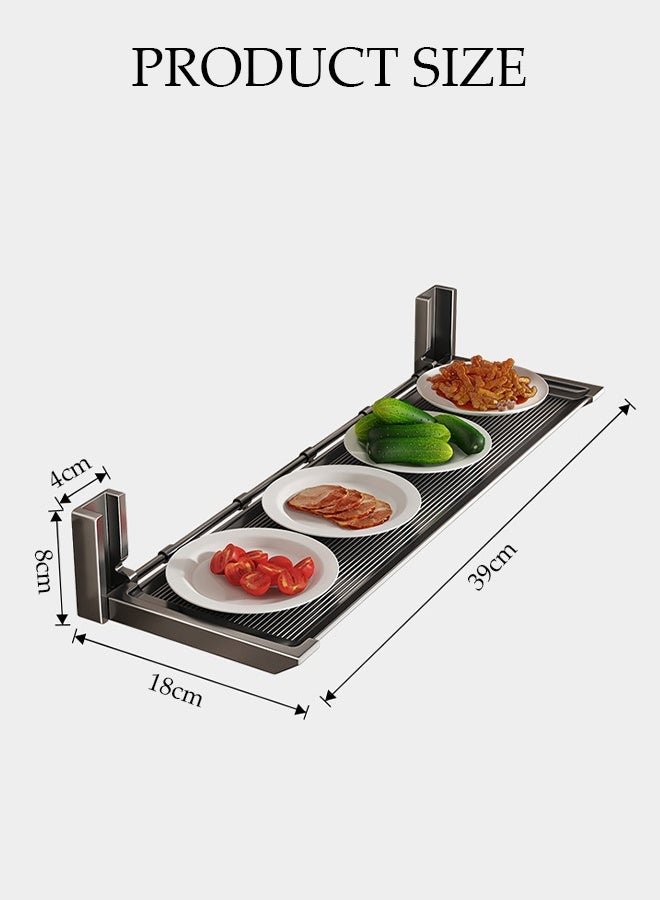 DUNISO Wall Mounted Suction Cup Kitchen Prep Station，Multi Functional Foldable Dish Rack，No Punching Required，Easy Installation,Waterproof And Rust Proof,Sturdy And Durable，Removable，Suitable For Kitchen, Living Room, Bedroom, Bathroom，39*18*8cm - Image 2