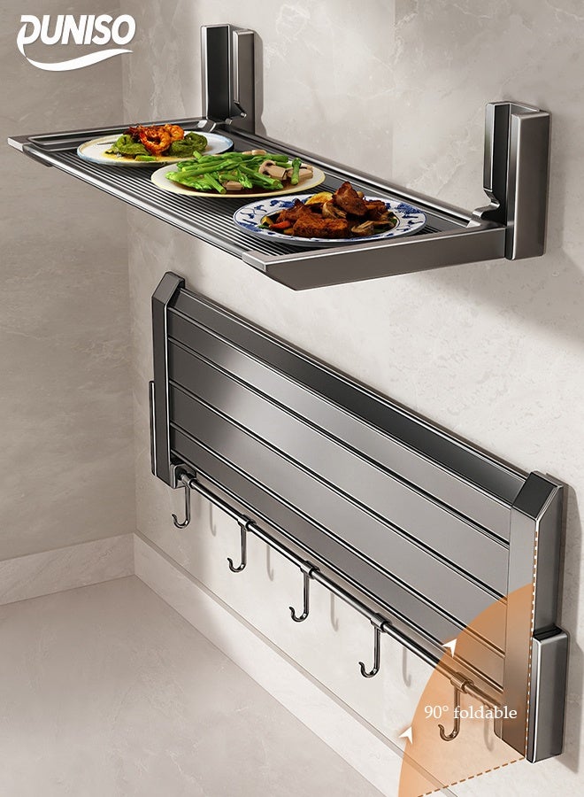 DUNISO Wall Mounted Suction Cup Kitchen Prep Station，Multi Functional Foldable Dish Rack，No Punching Required，Easy Installation,Waterproof And Rust Proof,Sturdy And Durable，Removable，Suitable For Kitchen, Living Room, Bedroom, Bathroom，39*18*8cm - Image 1