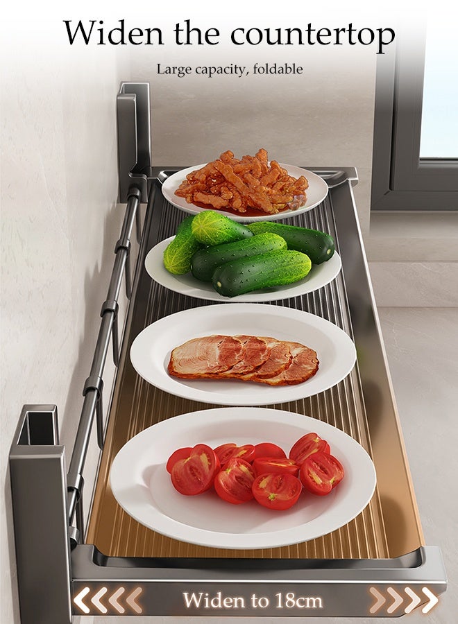 DUNISO Wall Mounted Suction Cup Kitchen Prep Station，Multi Functional Foldable Dish Rack，No Punching Required，Easy Installation,Waterproof And Rust Proof,Sturdy And Durable，Removable，Suitable For Kitchen, Living Room, Bedroom, Bathroom，39*18*8cm - Image 3
