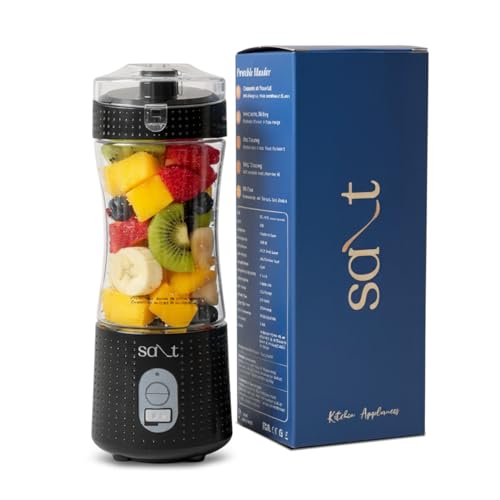 Salt PureBlend Sport Portable Blender for Smoothies, Protein Shakes, Crushing Ice | Sipper Lid | 4000 mAh Battery, USB-C Port | 230W Motor | 400 ML (Black) - Image 1