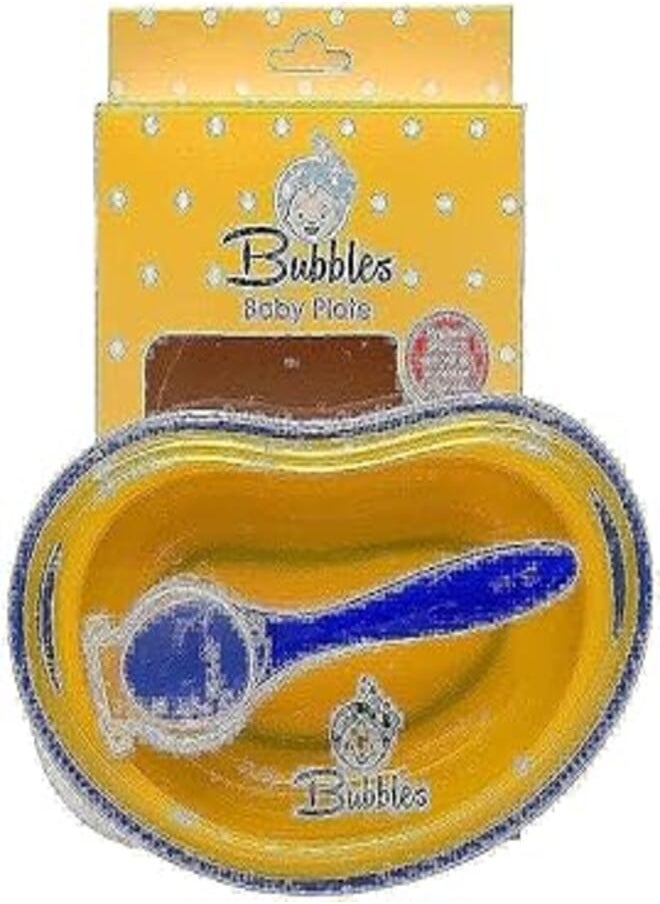 Bubbles Bubbles Baby Dish With Spoon - Yellow 