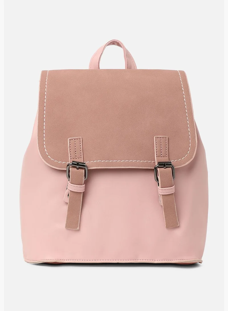 Haute Sauce Solid Casual PU Leather Regular Backpack with Magnet Lock For Women