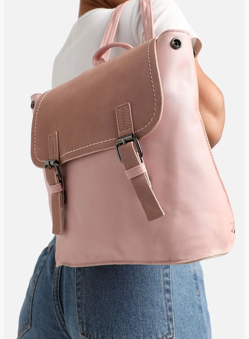 Haute Sauce Solid Casual PU Leather Regular Backpack with Magnet Lock For Women