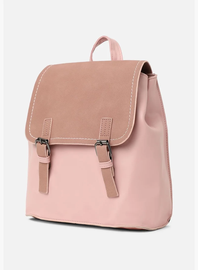 Haute Sauce Solid Casual PU Leather Regular Backpack with Magnet Lock For Women