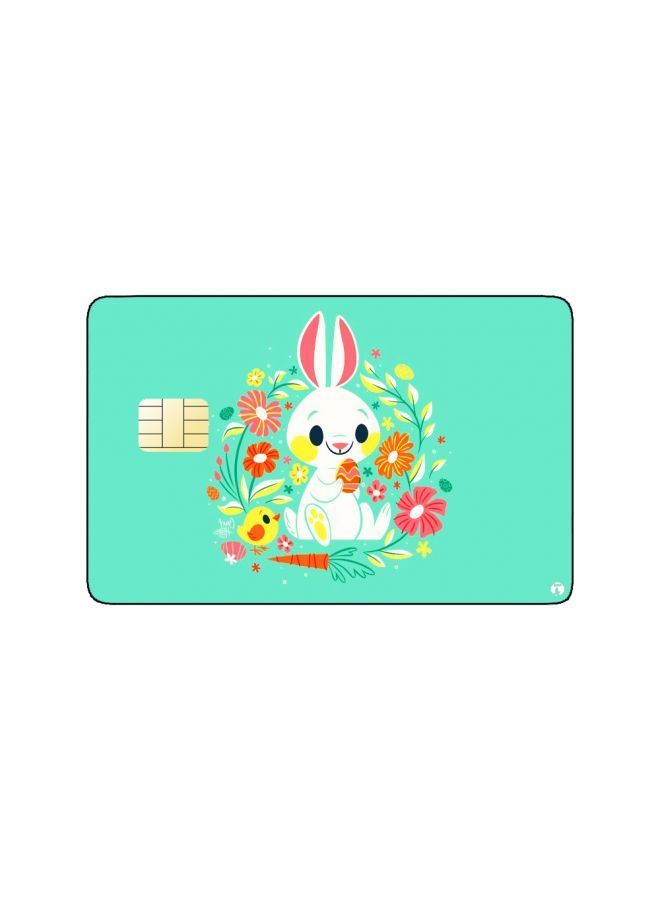 RKN PRINTED BANK CARD STICKER Cute Rabbit Drawing With Chick And Roses - Image 2
