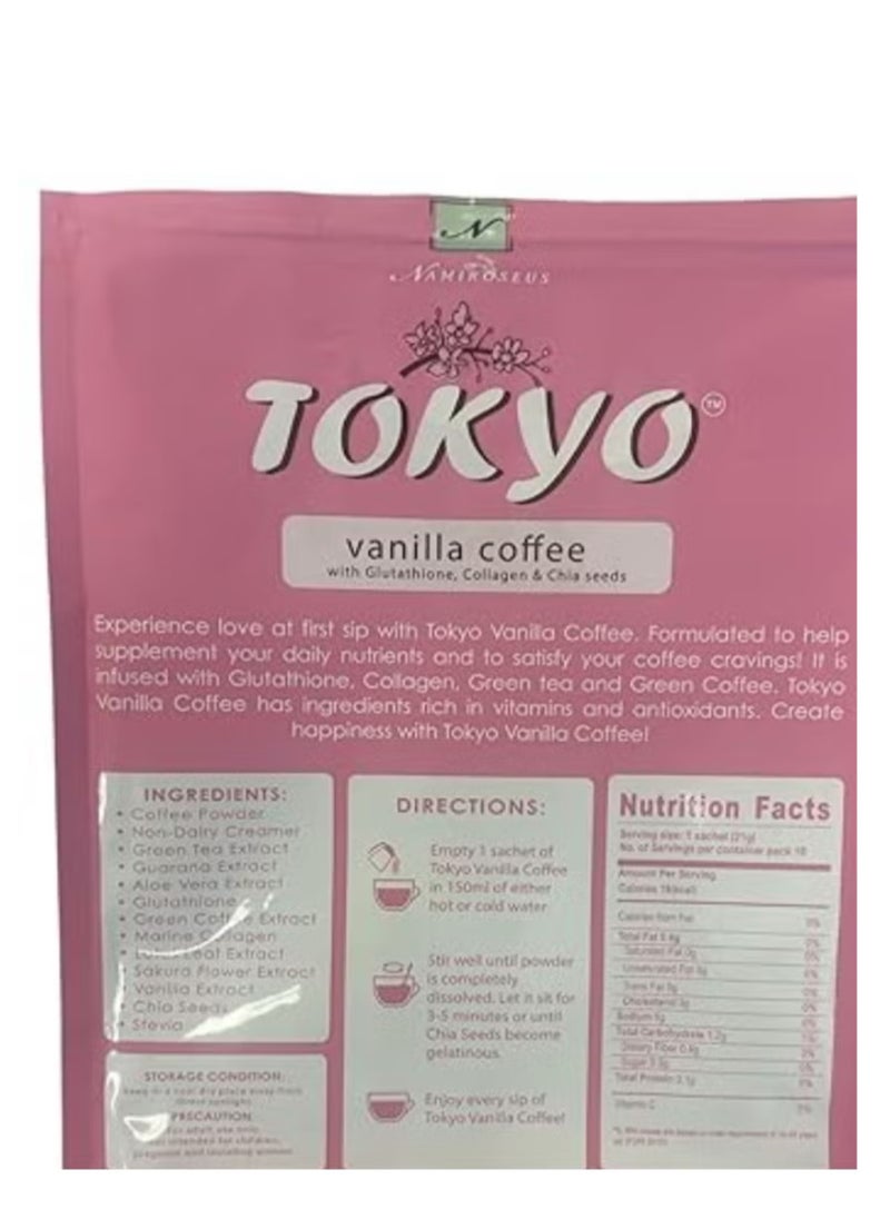NAMIROSEUS Tokyo Vanilla Coffee With Glutathione Collagen and Chia Seeds 2 Pieces  - Image 2