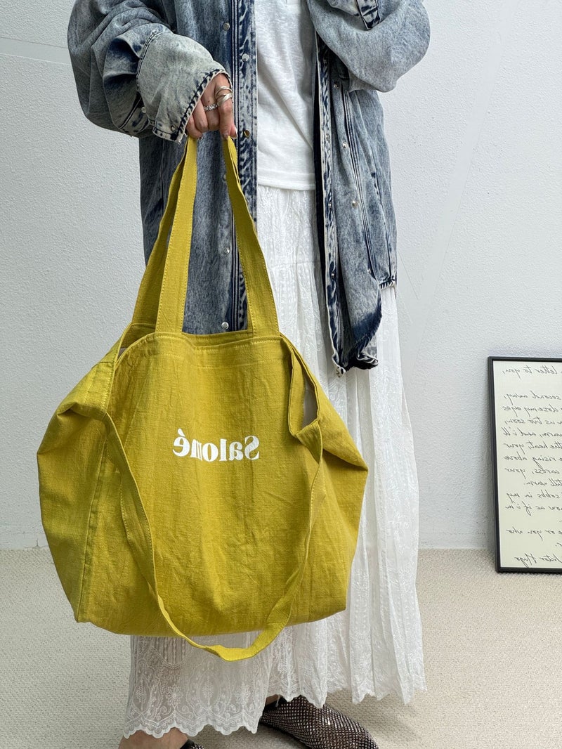Japanese New Style Cotton Tote Bag, Large Capacity, Casual Canvas Shopper - Image 2