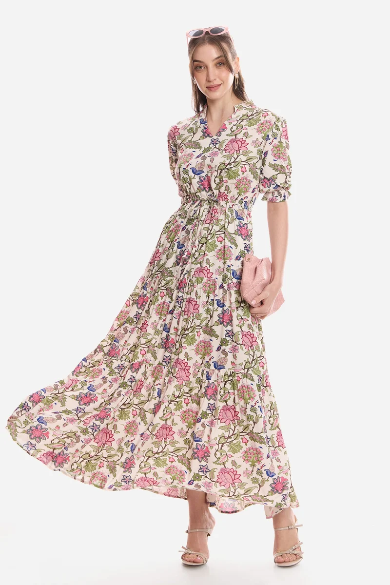 Virgio Floral Viscose Printed Maxi Dress for Women