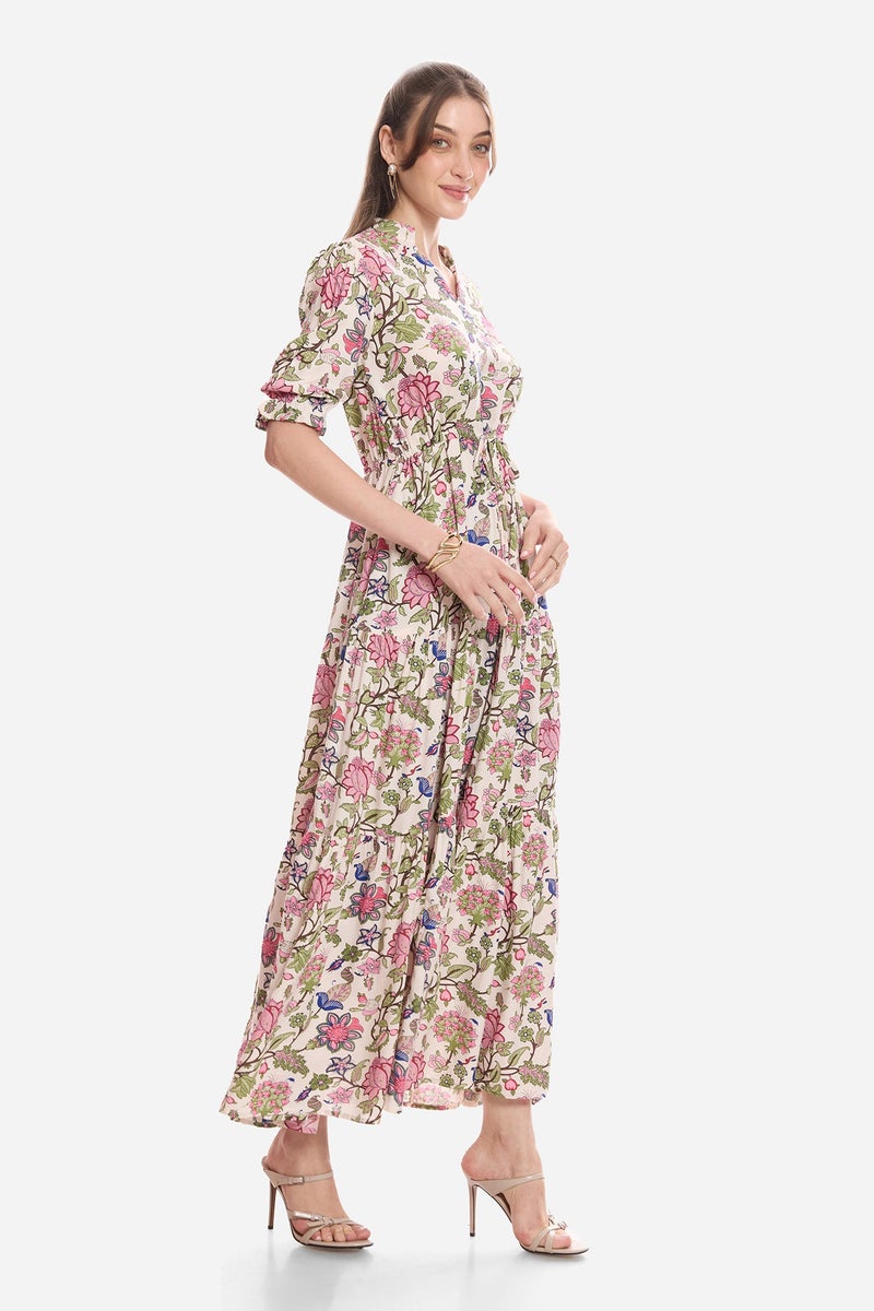 Virgio Floral Viscose Printed Maxi Dress for Women - Image 4