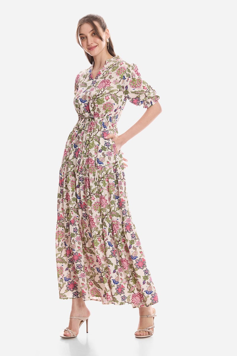Virgio Floral Viscose Printed Maxi Dress for Women - Image 3