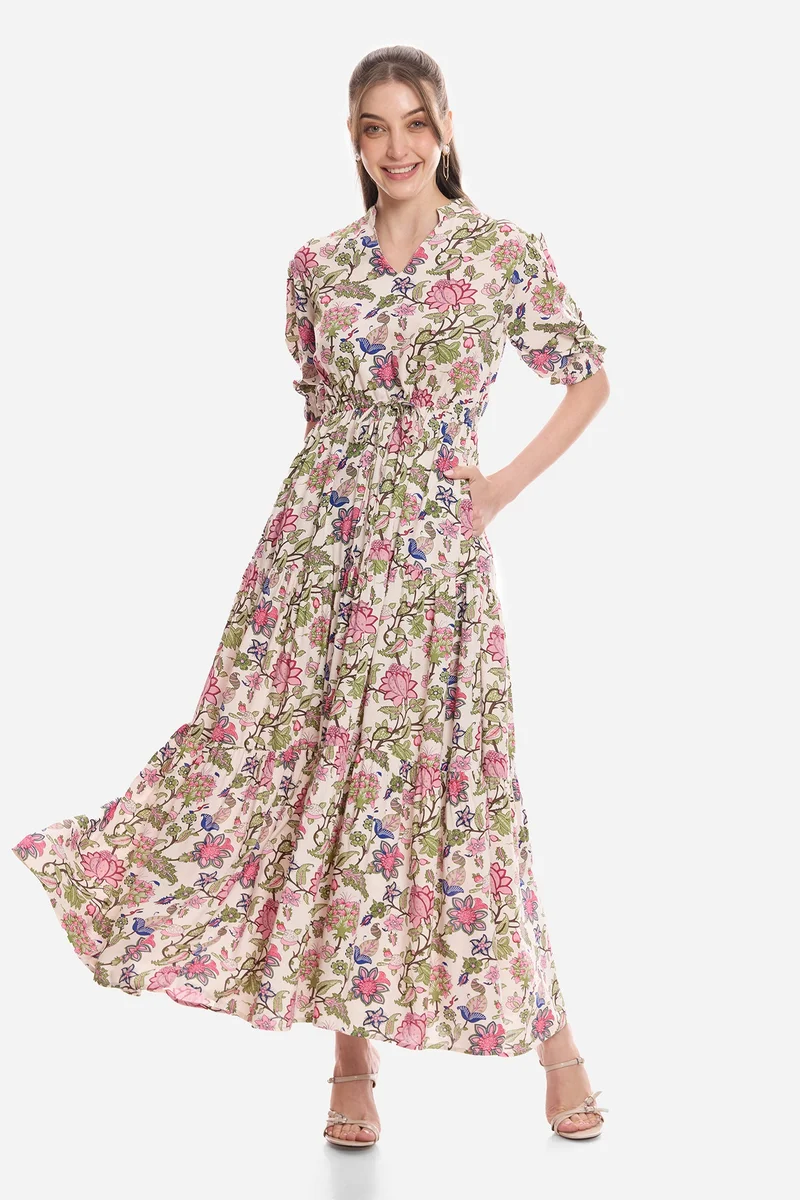 Virgio Floral Viscose Printed Maxi Dress for Women