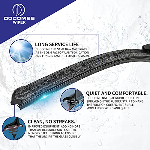 Dodomes 2 wiper Blades For Mazda 6 CX-5 CX-9 CX5 CX9 2017-2022 OEM Quality Replacement Front Windshield Wiper Blades - 24"/18" Top Lock (Not for J Hook Adapter) - Image 2