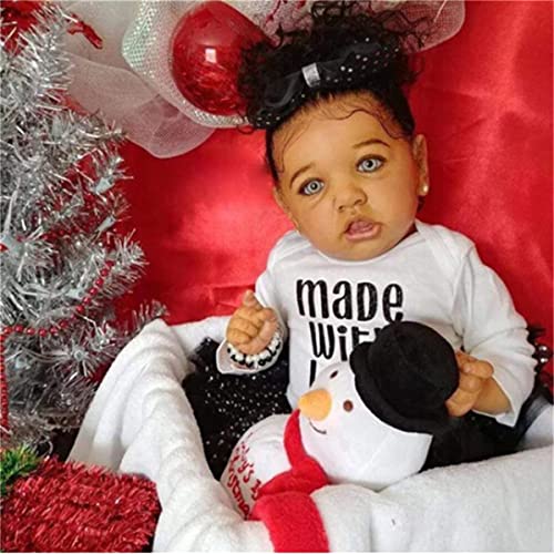 GYCV Lifelike 22 Inch Washable Full Body Silicone Vinyl Toddler Girl Dolls That Look Real Cheap African American Realistic Baby Dolls - Image 1
