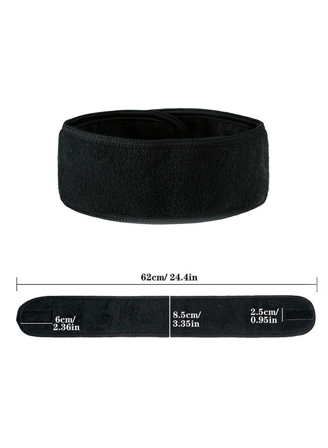 TDHDIKE Facial Spa Headbands 4Pcs, Makeup Shower Bath Wrap Sport Headband Terry Cloth Stretch Towel With Magic Tape (Black)  - Image 2
