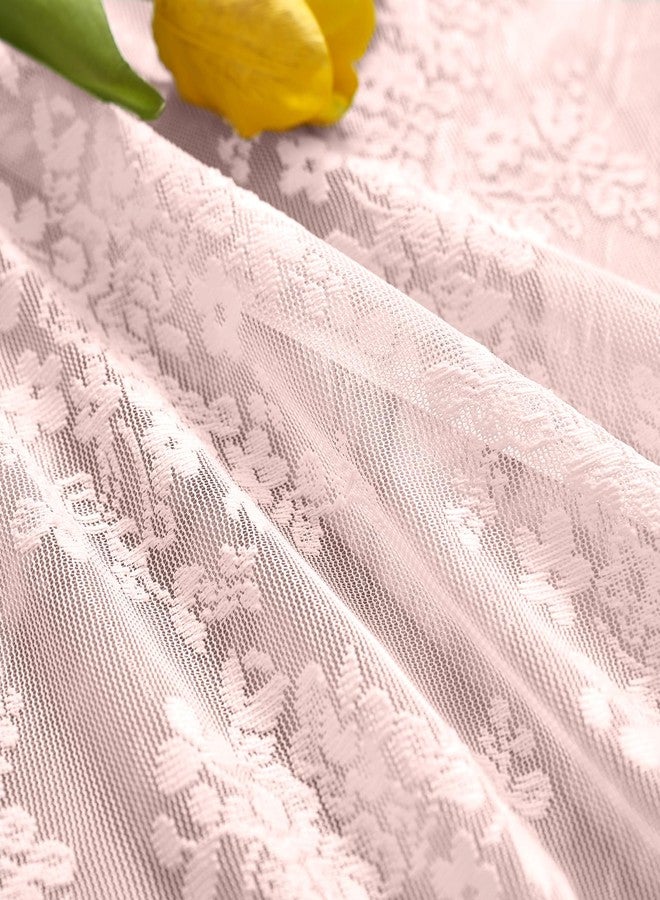 YJ YANJUN Pink Bathroom Window Curtain Short Princess Curtains for Little Girls Room Half Curtains for Windows Tier Voile Cafe Curtain 30 Inch Length for Kitchen Bedroom Rod Pocket Pink Boho Decor - Image 4