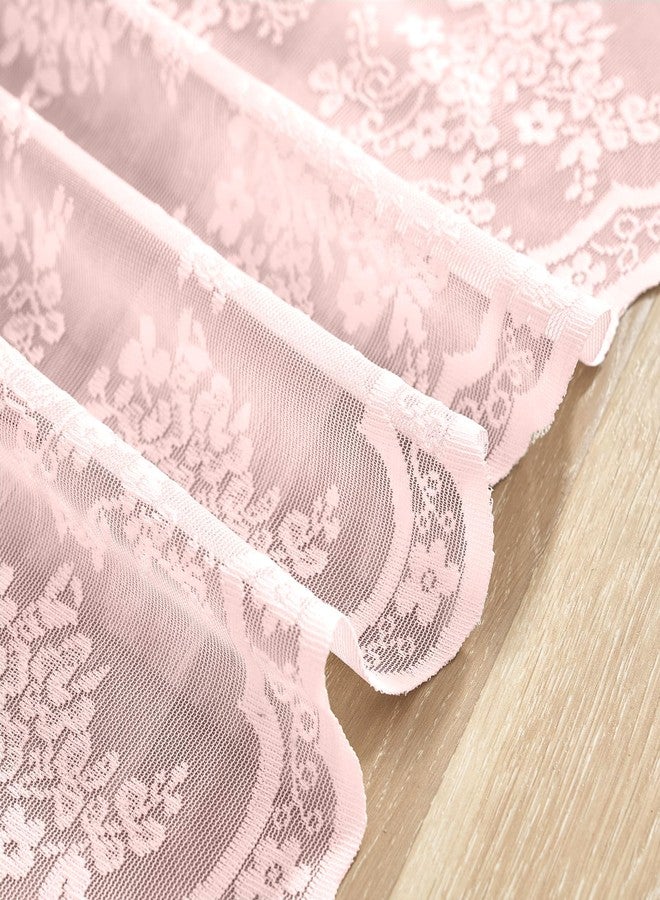 YJ YANJUN Pink Bathroom Window Curtain Short Princess Curtains for Little Girls Room Half Curtains for Windows Tier Voile Cafe Curtain 30 Inch Length for Kitchen Bedroom Rod Pocket Pink Boho Decor - Image 5