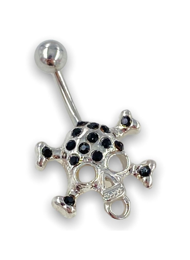 X8 BODY HARDWARE Stainless steel 316L black skull belly ring - Image 1