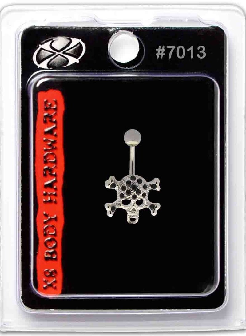 X8 BODY HARDWARE Stainless steel 316L black skull belly ring - Image 2