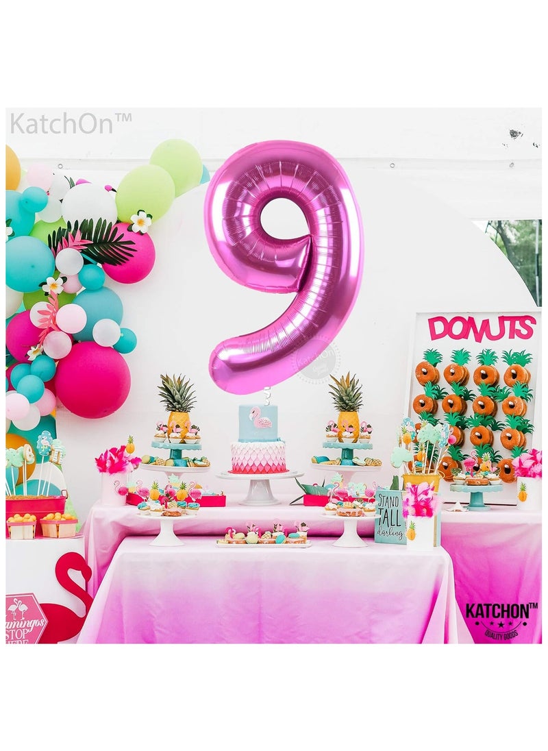 KATCHON Pink Number 9 Foil Balloon For 9th Birthday Decoration  - Image 4