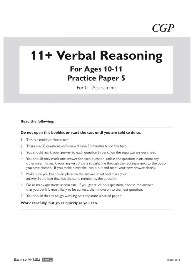 11+ GL Verbal Reasoning Practice Papers: Ages 10-11 - Pack 2 (with Parents' Guide & Online Ed)  - Image 3