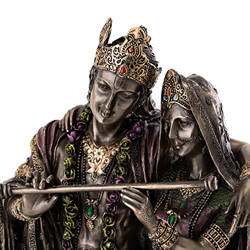 Top Collection 11.5 -Inch Radha & Krishna Hindu Divine Love Real Bronze Powder Cast Statue - Image 5